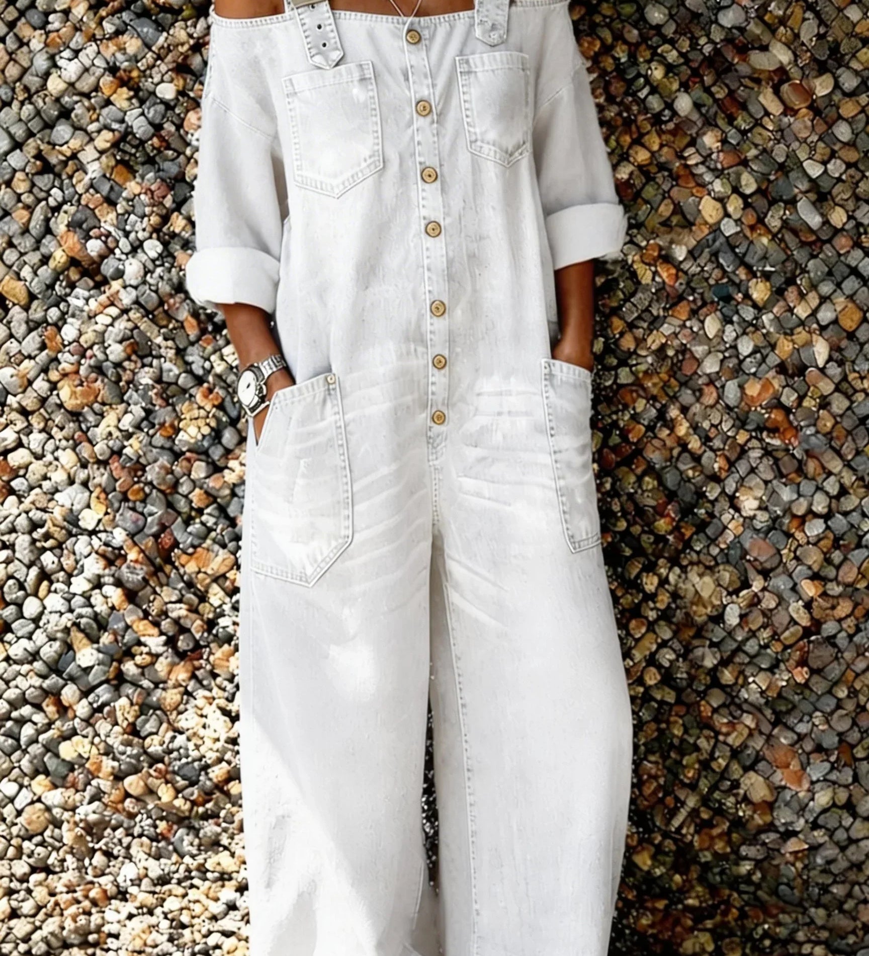 Bo - Denim-jumpsuit med Skulderstropper