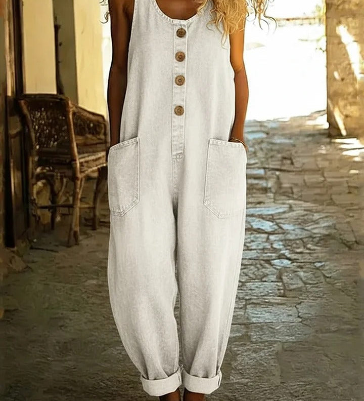 Anine - Ærmeløs Vintagevasket Denim-jumpsuit