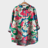 Magdalena - Håndlavet Dame-bluse med Blomsterprint