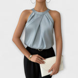 Skye - Stilfuld Stropløs Satinbluse