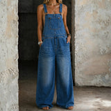 Marika - Denim-jumpsuit med Elastisk Talje
