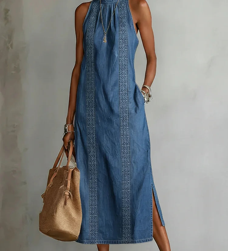 Nanna - Denimkjole med Retroblonder