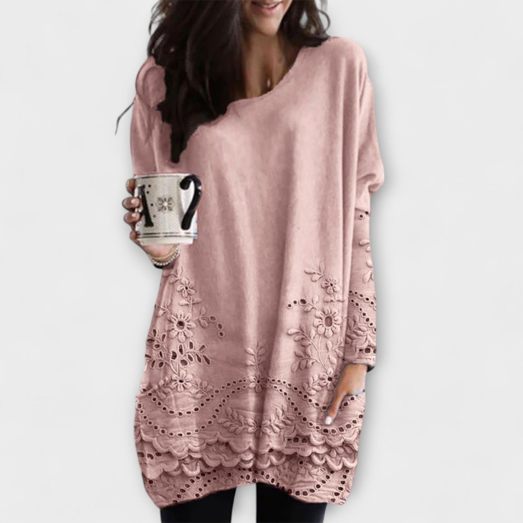 Riley - Printet Sweatshirt med Broderi