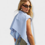 Leona - Ærmeløs Stribet Bluse