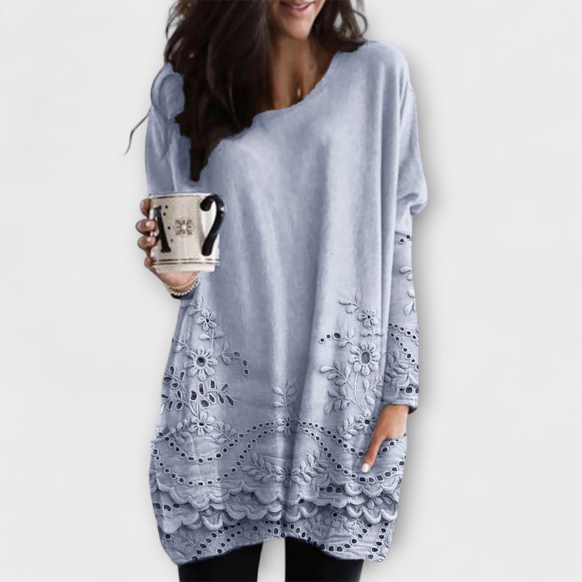 Riley - Printet Sweatshirt med Broderi