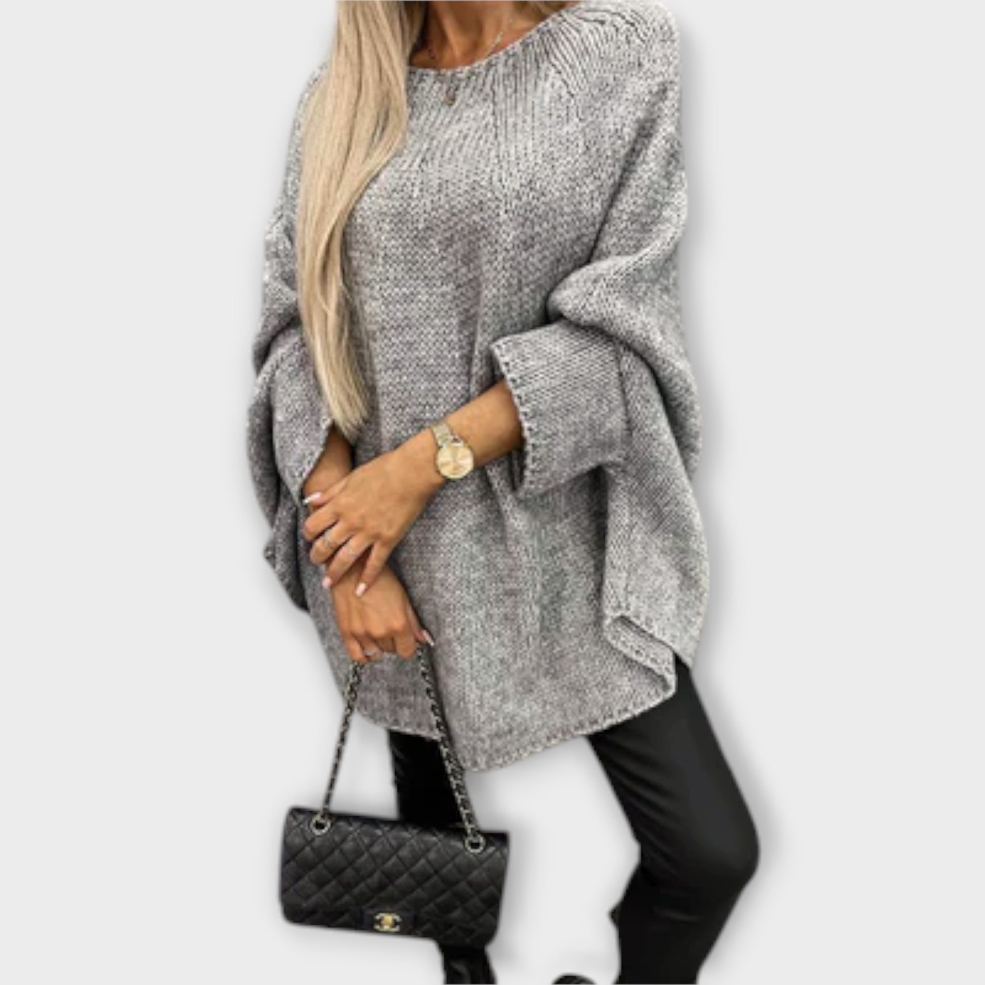 Isabelle - Stilfuld Strikbluse med Rund Hals