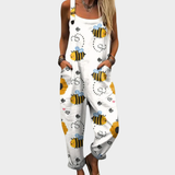 Inger - Komfortable Printede Denim-jumpsuits