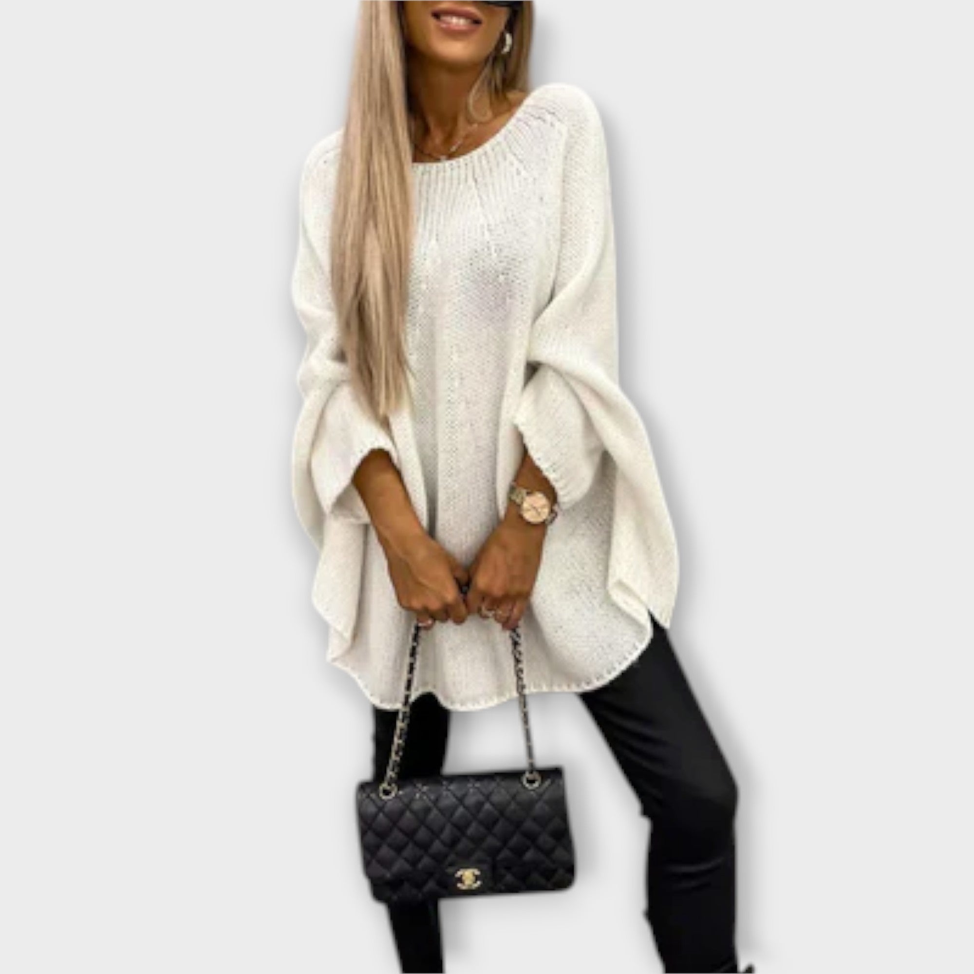 Isabelle - Stilfuld Strikbluse med Rund Hals