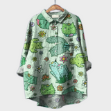 Magdalena - Håndlavet Dame-bluse med Blomsterprint