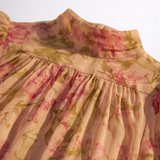 Rosario - Lang Blomstret Kjole i Chiffon