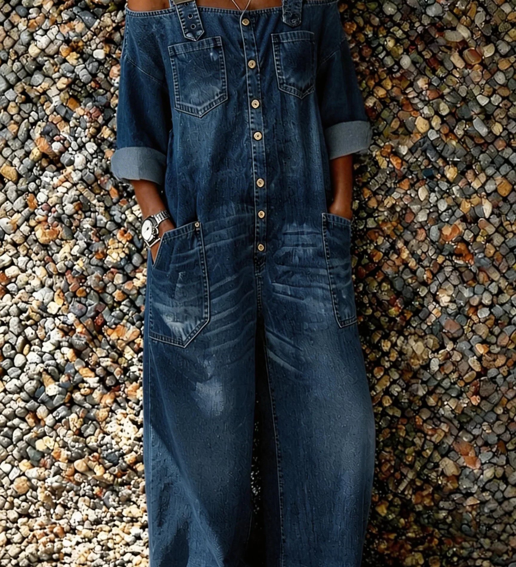 Bo - Denim-jumpsuit med Skulderstropper