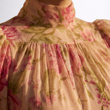 Rosario - Lang Blomstret Kjole i Chiffon