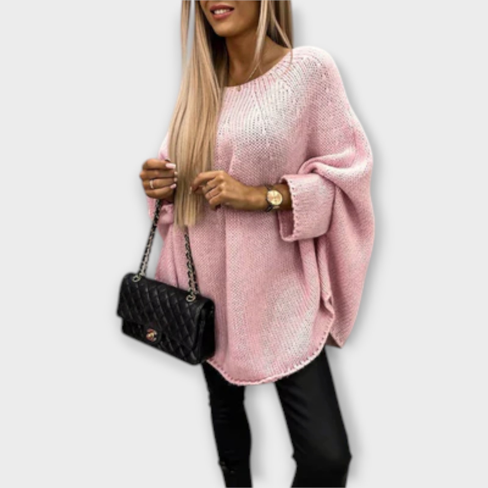 Isabelle - Stilfuld Strikbluse med Rund Hals
