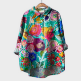 Magdalena - Håndlavet Dame-bluse med Blomsterprint