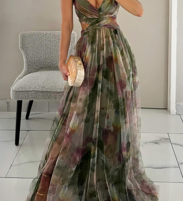 Giselle - Charmerende Maxikjole med Blomsterprint