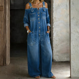 Vivi - Denim-jumpsuit med Bare Skuldre