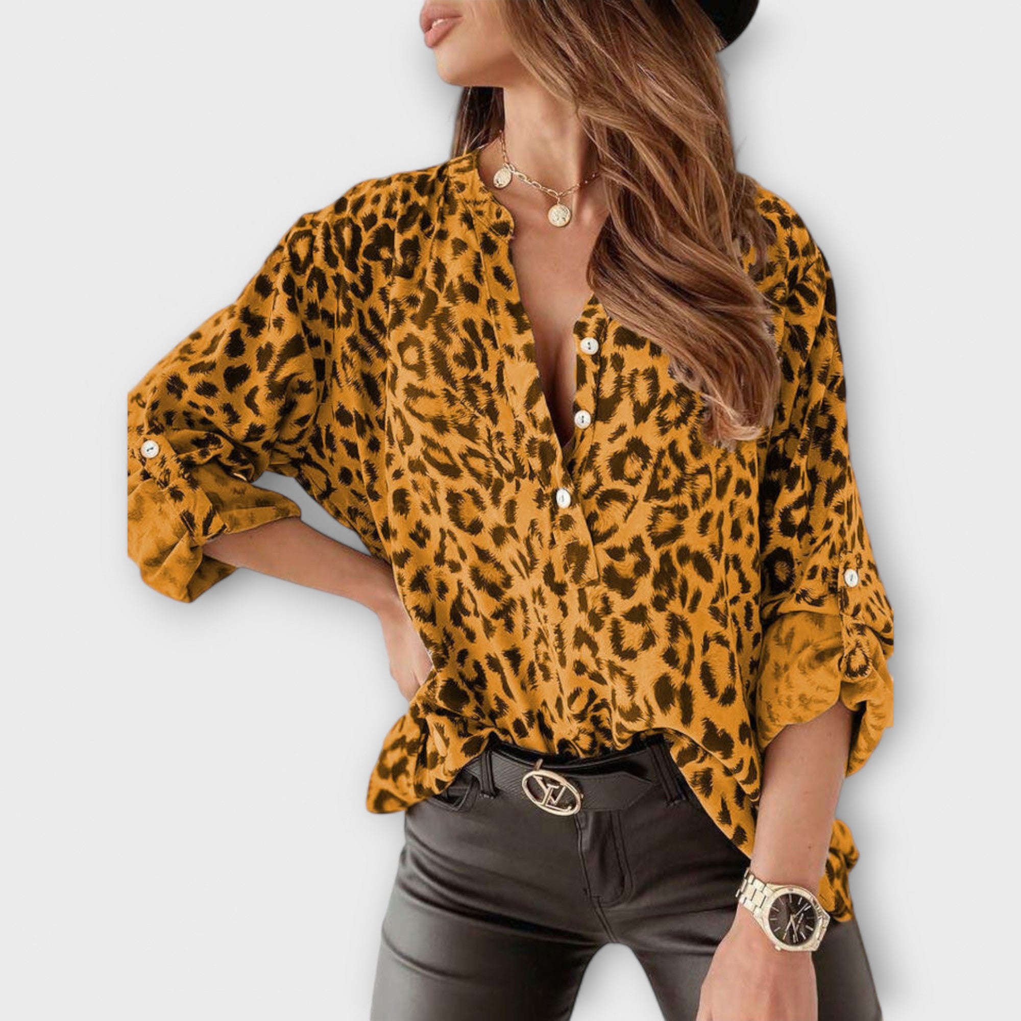 Stilfuld Leopardmønstret Bluse