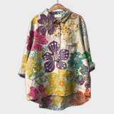 Magdalena - Håndlavet Dame-bluse med Blomsterprint