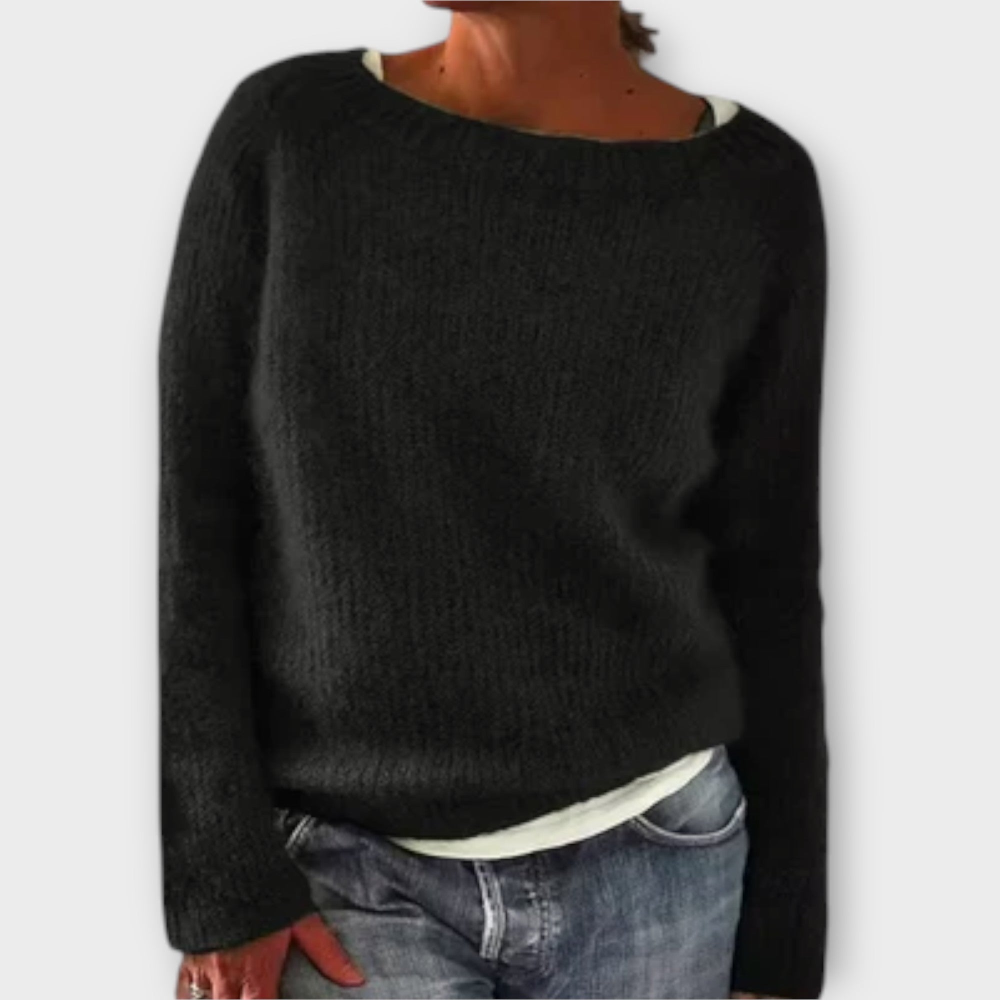 Regine - Ensfarvet Strikbluse