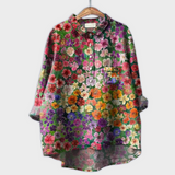Magdalena - Håndlavet Dame-bluse med Blomsterprint