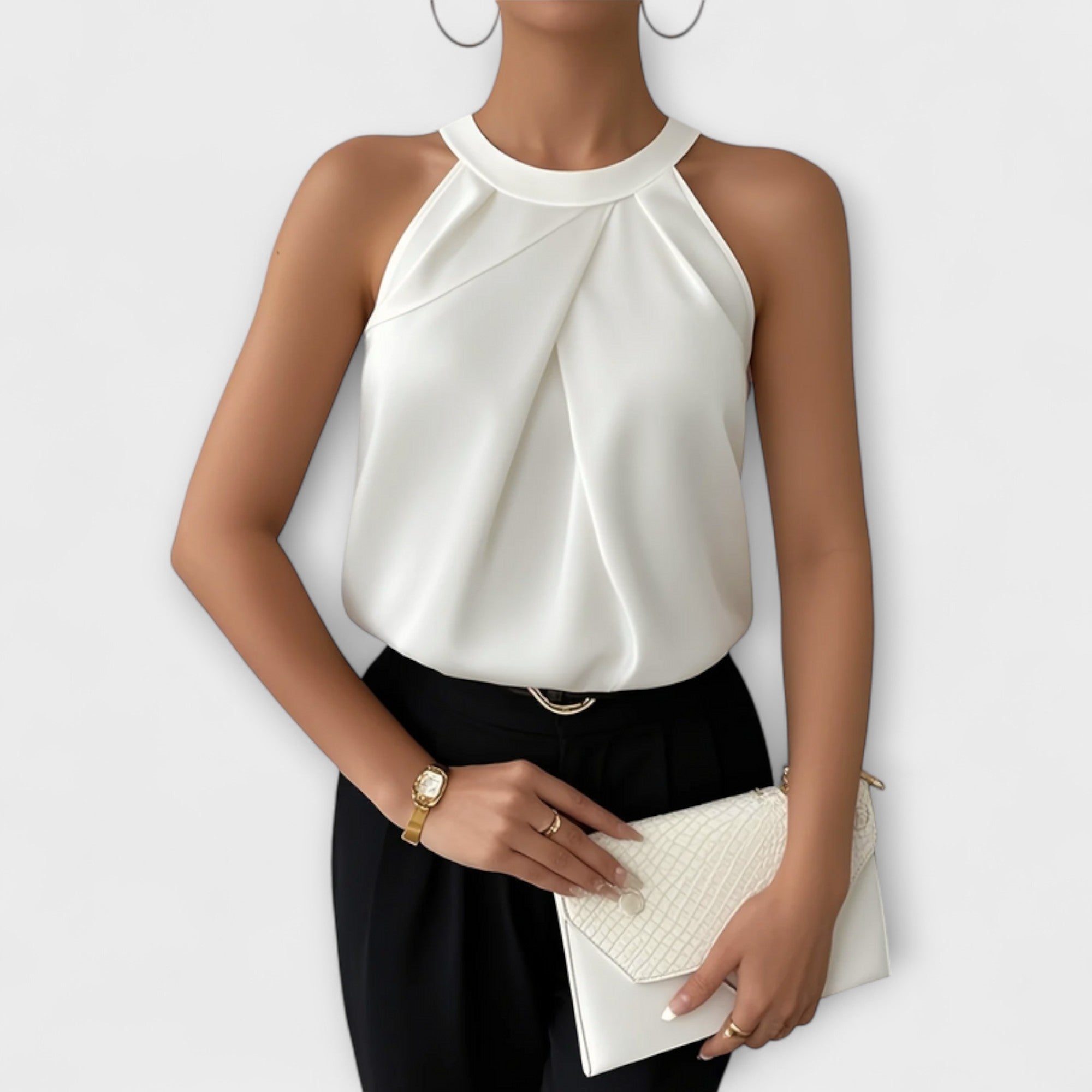 Skye - Stilfuld Stropløs Satinbluse