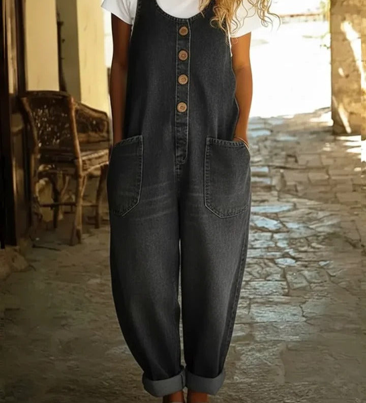 Anine - Ærmeløs Vintagevasket Denim-jumpsuit