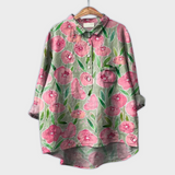 Magdalena - Håndlavet Dame-bluse med Blomsterprint
