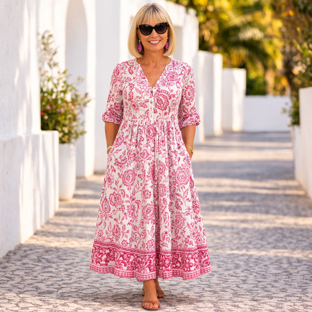 Elly - Elegant Blomstret Kjole med Afslappet Stemning