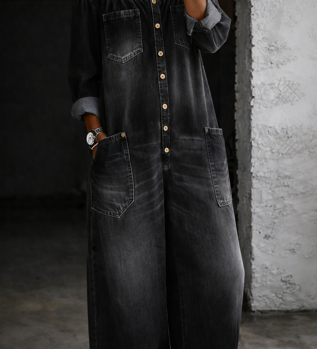 Oda - Langærmet Jumpsuit med Bare Skuldre