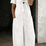 Camille - Kortærmet Jumpsuit med V-udskæring