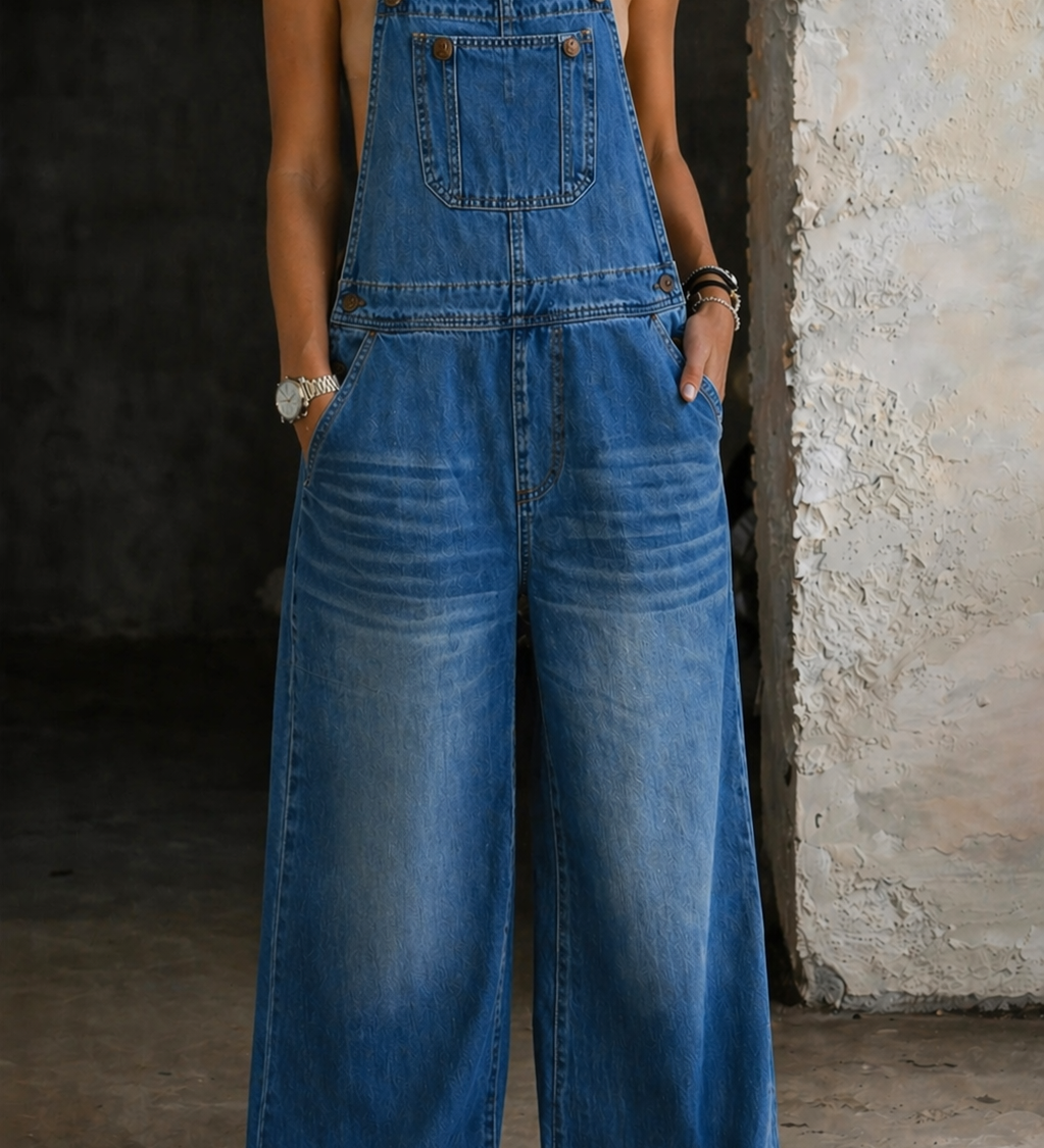 Marika - Denim-jumpsuit med Elastisk Talje