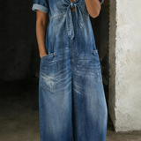 Camille - Kortærmet Jumpsuit med V-udskæring