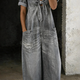 Camille - Kortærmet Jumpsuit med V-udskæring