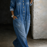 Vivi - Denim-jumpsuit med Bare Skuldre