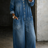 Vivi - Denim-jumpsuit med Bare Skuldre