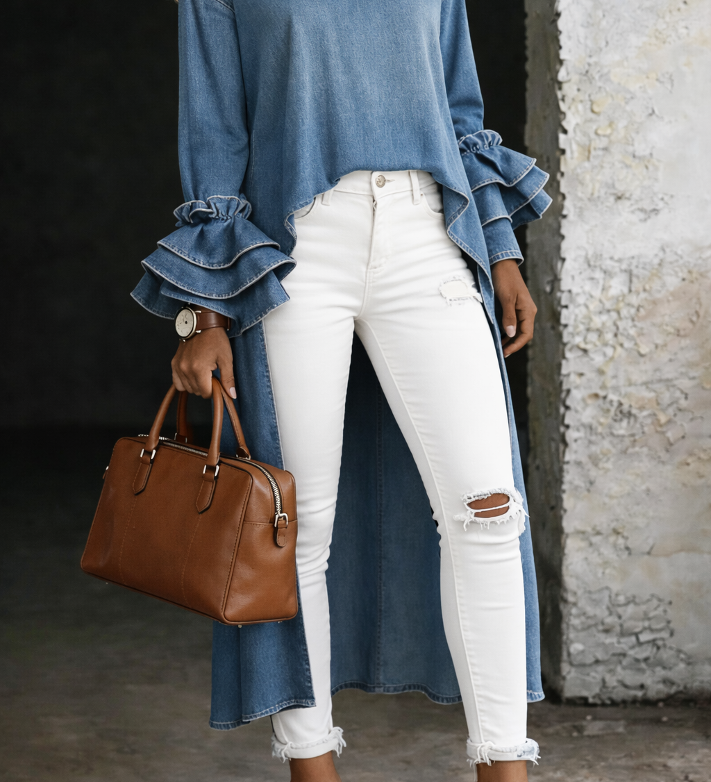 Pia - Afslappet Denimbluse