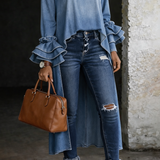 Pia - Afslappet Denimbluse