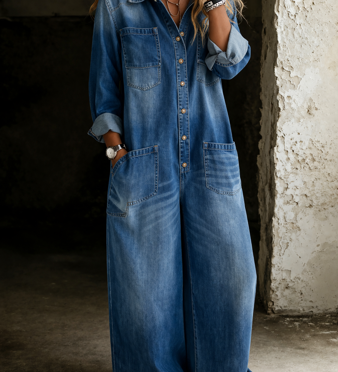 Tanja - Afslappet Denim-jumpsuit