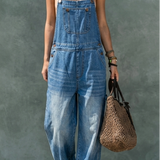 Marika - Denim-jumpsuit med Elastisk Talje