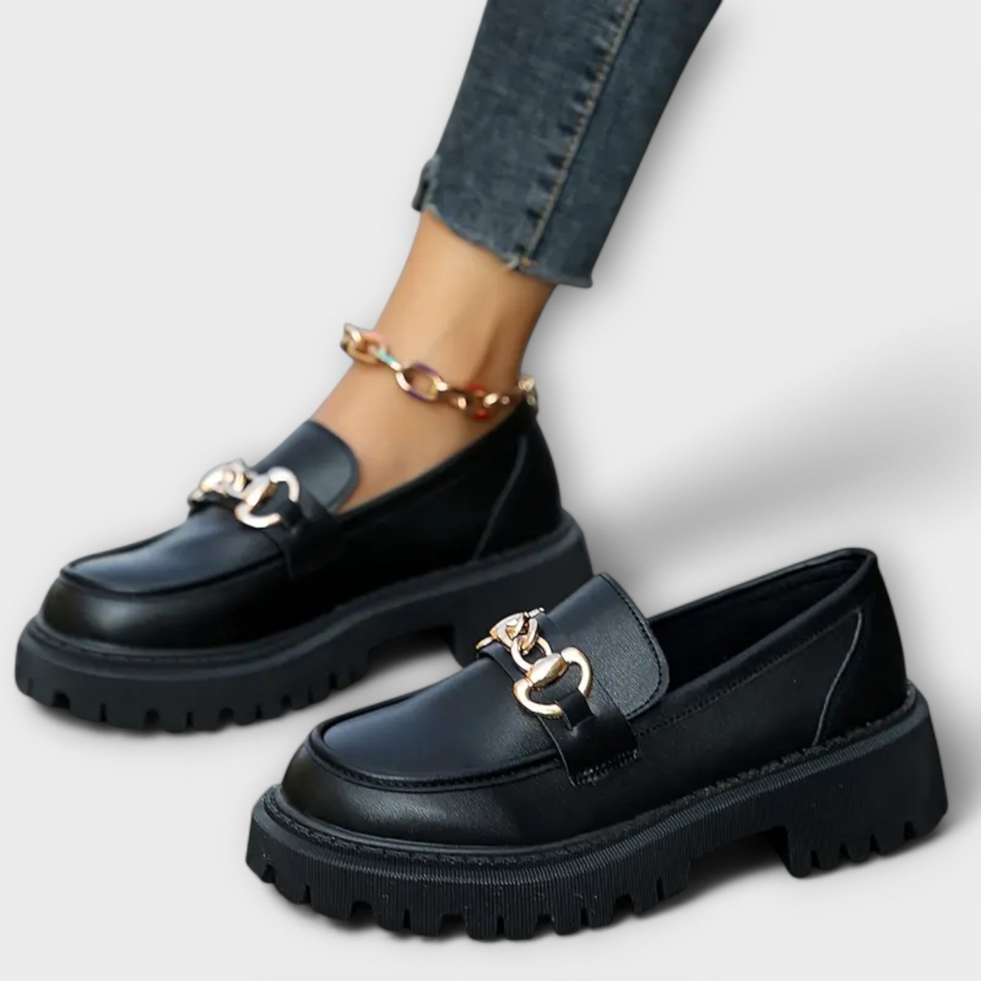 Chic Platform-loafers til Kvinder med Spændedetalje