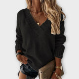 Jane - Varm V-hals Strikbluse