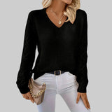 Le Clair - Afslappet Bomulds-t-shirt med V-hals