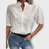 Elise - Mila Bluse med Luksuriøst Broderi