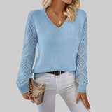 Le Clair - Afslappet Bomulds-t-shirt med V-hals