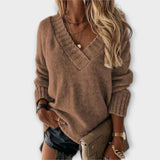 Jane - Varm V-hals Strikbluse