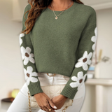 Silke - Blød Strikbluse med Blomsterprint