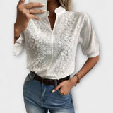 Elise - Mila Bluse med Luksuriøst Broderi