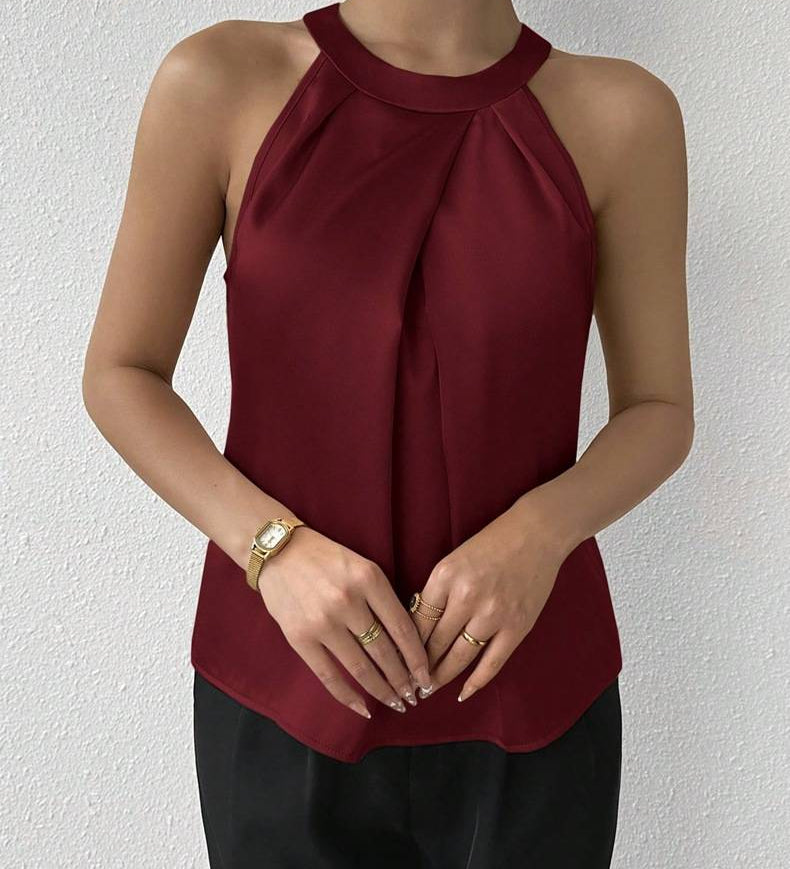 Skye - Stilfuld Stropløs Satinbluse