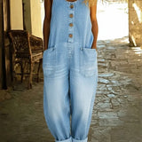 Anine - Ærmeløs Vintagevasket Denim-jumpsuit