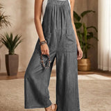 Solmira - Løs Denim-jumpsuit-vest med Stropper